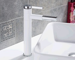Vòi Lavabo nóng lạnh (bóng kính, trắng, chân cao) - Siêu cấp HVMMA ITALIA